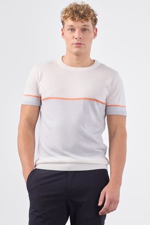 Erkek Slim Fit Bisiklet Yaka Ekru Triko T-shirt