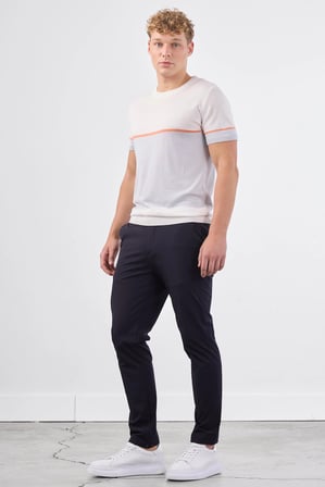 Erkek Slim Fit Bisiklet Yaka Ekru Triko T-shirt