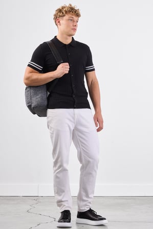 Erkek Slim Fit Polo Yaka Siyah Triko T-shirt