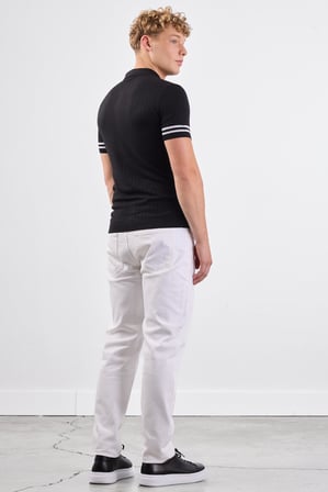 Erkek Slim Fit Polo Yaka Siyah Triko T-shirt