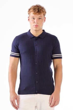 Erkek Slim Fit Polo Yaka Lacivert Triko T-shirt