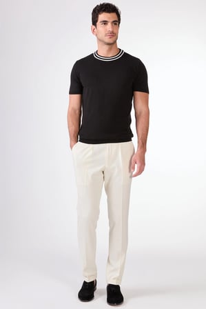 Erkek Slim Fit Bisiklet Yaka Siyah Triko T-shirt