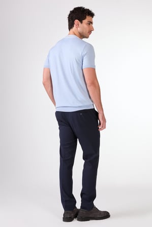 Erkek Slim Fit Bisiklet Yaka Buz Mavisi Triko T-shirt