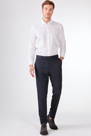 Erkek Slim Fit Mono Yaka Lacivert Takım Elbise