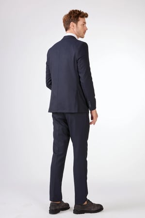 Erkek Slim Fit Mono Yaka Lacivert Takım Elbise