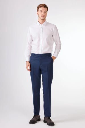 Erkek Slim Fit Mono Yaka Lacivert Takım Elbise