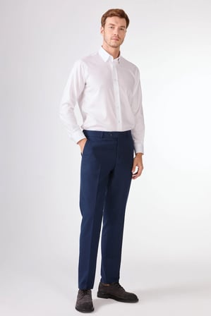 Erkek Slim Fit Mono Yaka Lacivert Takım Elbise