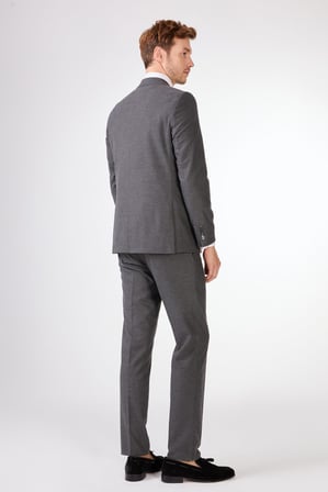 Erkek Slim Fit Mono Yaka Koyu Gri Takım Elbise