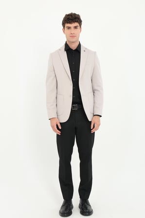 Erkek Slim Fit Mono Yaka Bej Ceket