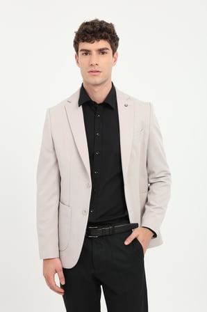 Erkek Slim Fit Mono Yaka Bej Ceket