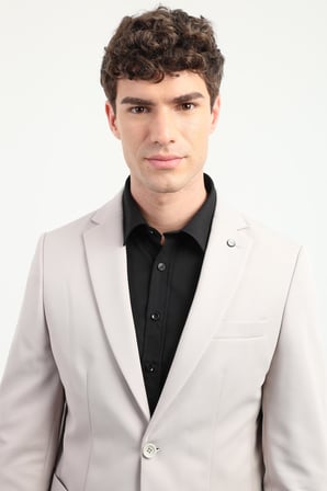 Erkek Slim Fit Mono Yaka Bej Ceket