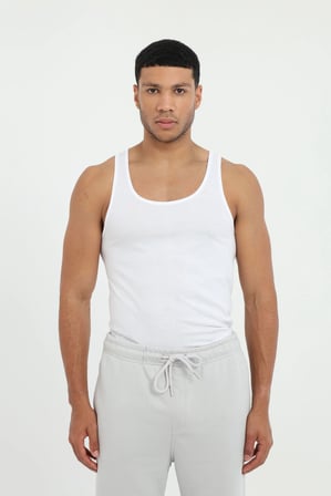 Erkek Slim Fit Beyaz Atlet