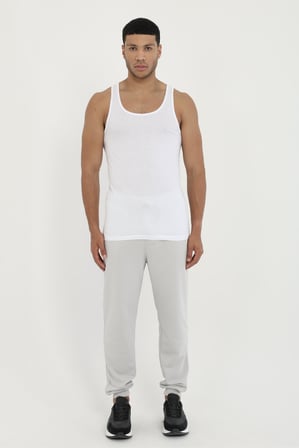 Erkek Slim Fit Beyaz Atlet