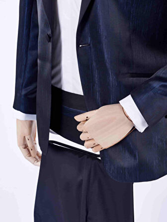 Lacivert Erkek Slim Fit Jakarlı Sivri Yaka Takım Elbise - 30177