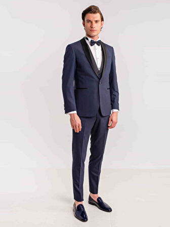 Dufy Lacivert Erkek Slim Fit Düz Şal Yaka Smokin Takım - 35711