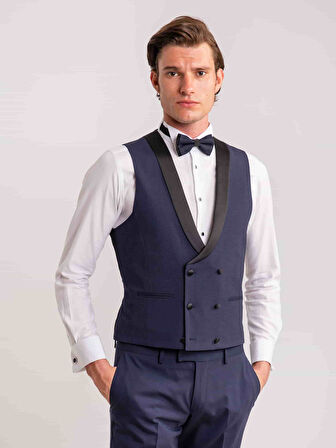 Dufy Lacivert Erkek Slim Fit Düz Şal Yaka Smokin Takım - 35711