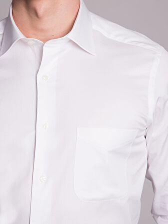 Dufy Beyaz Erkek Regular Fit Düz Klasik Yaka Uzun Kol Gömlek - 35852