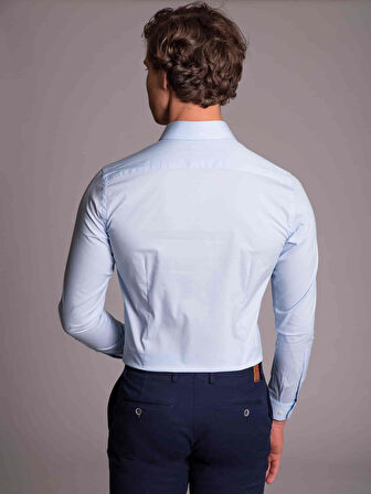 Dufy Açık Mavi Erkek Ekstra Slim Fit Düz Klasik Yaka Uzun Kol Gömlek - 36222