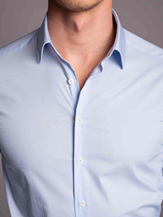 Dufy Açık Mavi Erkek Ekstra Slim Fit Düz Klasik Yaka Uzun Kol Gömlek - 36222