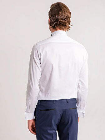 Dufy Beyaz Erkek Ekstra Slim Fit Pamuklu Ata Yaka Uzun Kol Gömlek - 48990
