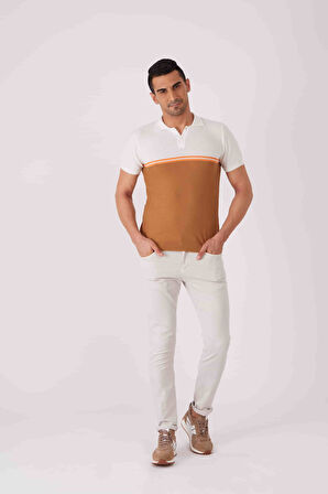 Dufy Camel Erkek Slim Fit Düz Ribana Yaka Kazak - 56444