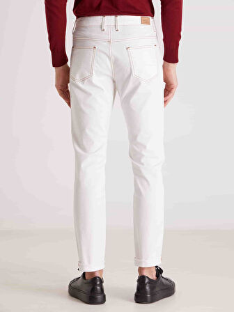 Dufy Beyaz Erkek Modern Fit Düz Casual Jean - 59192