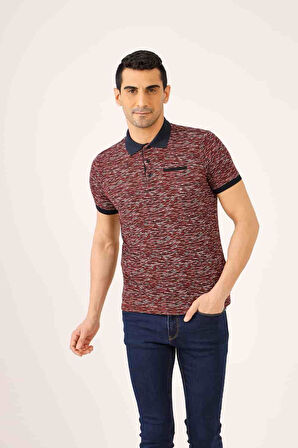 Dufy Bordo Erkek Regular Fit Desenli Polo Yaka Tshirt - 70026