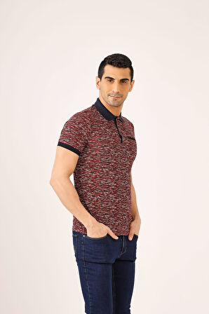 Dufy Bordo Erkek Regular Fit Desenli Polo Yaka Tshirt - 70026