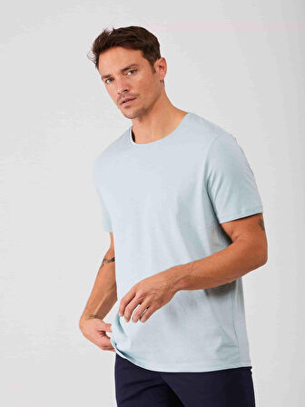 Dufy Mint Yeşili Erkek Slim Fit Düz  Bisiklet Yaka Tshirt - 70938