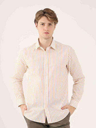 Dufy Hardal Erkek Slim Fit Brent Yaka Uzun Kol Gömlek - 81674