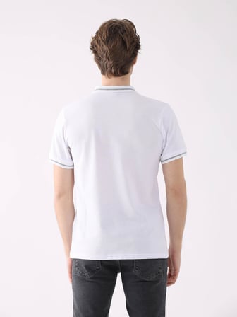 Dufy Beyaz Erkek Slim Fit Düz  Polo Yaka Tshirt - 82801