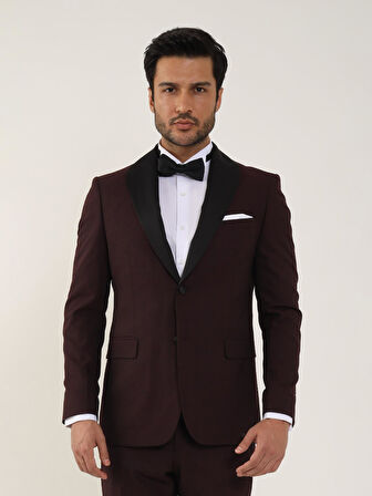 Dufy Siyah Erkek Slim Fit Düz Sivri Yaka Smokin Takım - 84185
