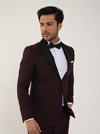 Dufy Siyah Erkek Slim Fit Düz Sivri Yaka Smokin Takım - 84185