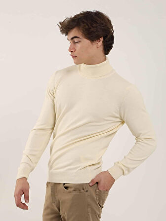 Dufy Kemik Erkek Slim Fit Düz Klasik Tam Balıkçı Yaka Kazak - 91057