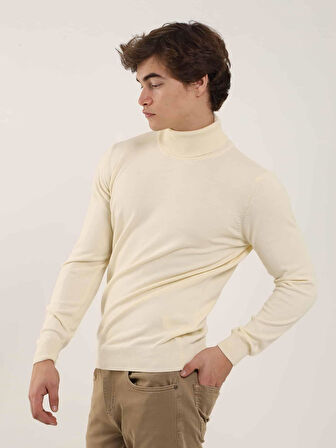 Dufy Kemik Erkek Slim Fit Düz Klasik Tam Balıkçı Yaka Kazak - 91057