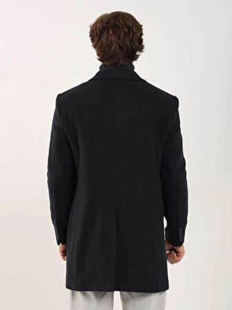 Dufy Lacivert Erkek Regular Fit Düz Mono Yaka Kaban - 91361