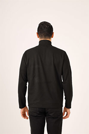 Dufy Siyah Erkek Regular Fit Baskılı Fermuarlı Dik Yaka  Sweatshirt - 91854