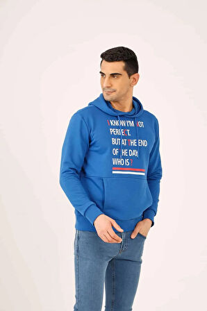 Dufy Saks Erkek Regular Fit Baskılı Pamuklu Kapüşonlu Sweatshirt - 91937