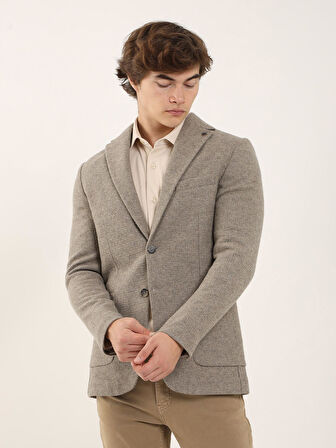 Dufy Vizon Erkek Slim Fit Düz Casual Mono Yaka Ceket - 94248