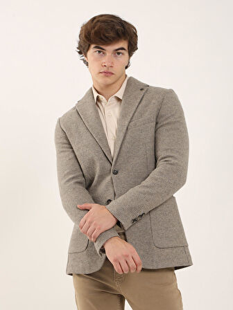 Dufy Vizon Erkek Slim Fit Düz Casual Mono Yaka Ceket - 94248