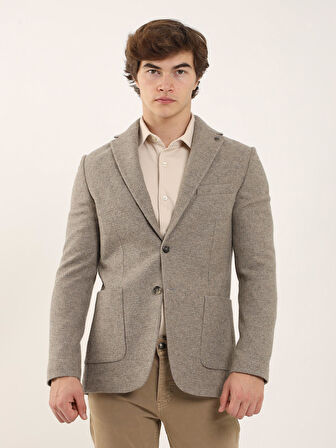 Dufy Vizon Erkek Slim Fit Düz Casual Mono Yaka Ceket - 94248