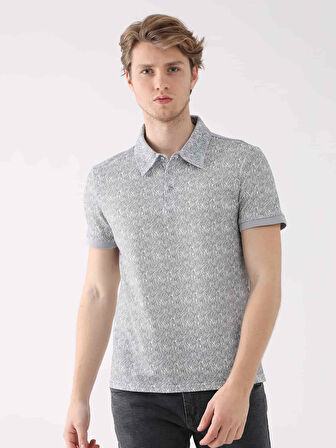 Dufy Gri Erkek Ekstra Slim Fit Desenli Casual Polo Yaka Tshirt - 94306