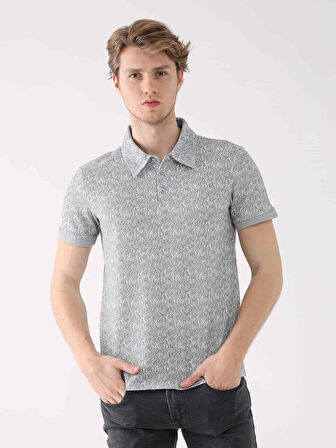 Dufy Gri Erkek Ekstra Slim Fit Desenli Casual Polo Yaka Tshirt - 94306