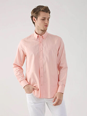 Dufy Somon Erkek Regular Fit Oxford Brent Düğmeli Yaka Uzun Kol Gömlek - 94837