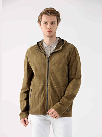 Dufy Haki Erkek Regular Fit Düz Kapüşonlu Mont - 96314