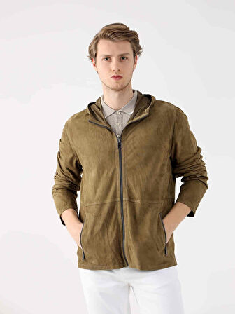 Dufy Haki Erkek Regular Fit Düz Kapüşonlu Mont - 96314