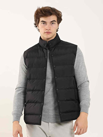 Dufy Siyah Erkek Regular Fit Düz Dik Yaka Şişme Yelek - 96362