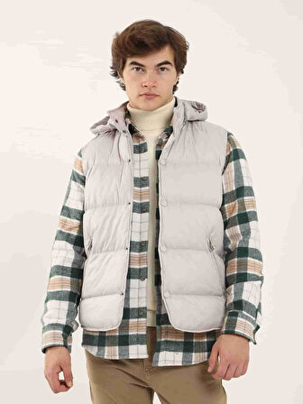 Dufy Taş Erkek Regular Fit Düz Kapüşolu Yelek Mont - 96763