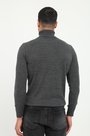 Erkek Slim Fit Tam Balıkçı Yaka Antrasit Triko
