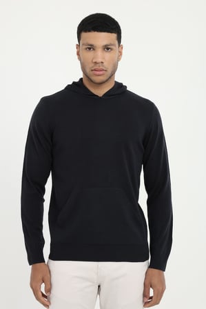 Erkek Slim Fit Kapüşonlu Lacivert Triko